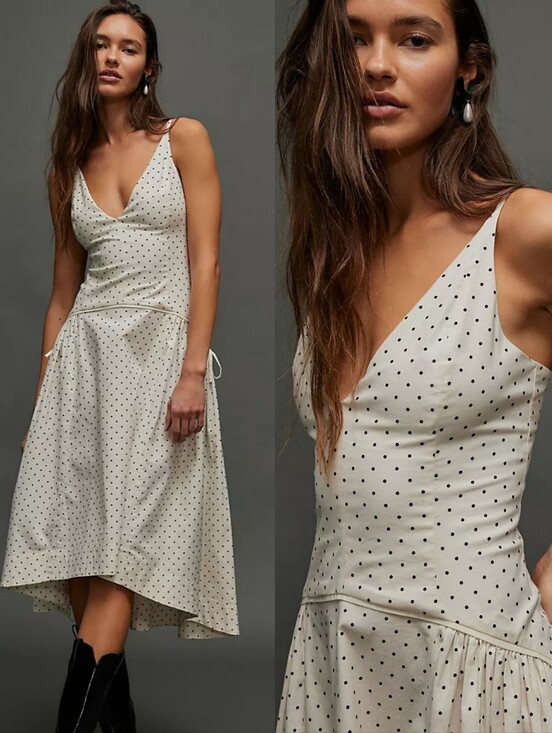 Free People Dresses & Skirts - Free People Julep Polka Dot Midi Dress Vintage Combo SZ L